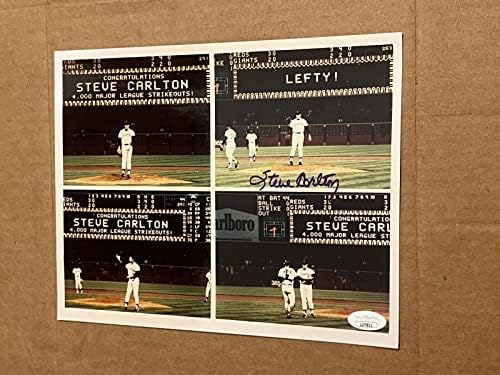 Стив Карлтън (w/ Сан Франциско) ПОДПИСА Снимка с РАЗМЕР 4000 K 8X10 с автограф w / JSA - Снимки на MLB с автограф