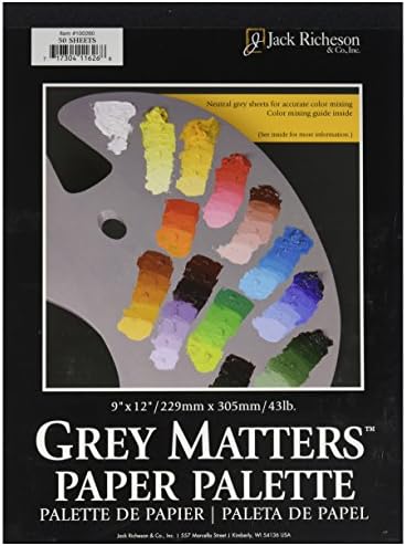 Палитра за хартия Jack Richeson Grey Matters (50 Листа), Хартия 9 x 12, за Смесване на бои