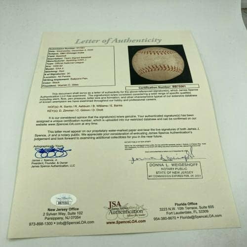 1961 Отбор на Чикаго Къбс Подписа бейзболен договор с NL Ърни Бэнксом и Били Уильямсом JSA COA - Бейзболни топки с автографи