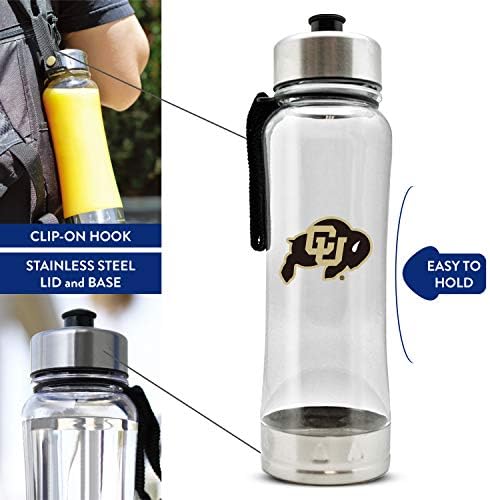 Прозрачна Пластмасова бутилка за вода със скоба NCAA | Капак и основа от неръждаема стомана | Удобен переноска | Не съдържа BPA / 20