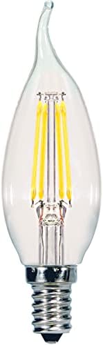 Satco 24 Pack S9962 5,5 W С регулируема яркост Прозрачна 2700K Топло бяла led лампа CA11 с пламък на свещ - Основа за Канделябра (еквивалентни
