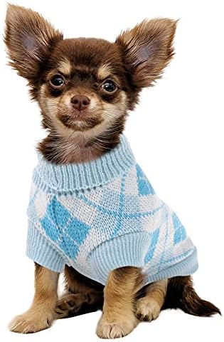 Пуловер за кучета MAZORT, Топло Акрилна Поло от Еластичен Трикотаж за Кученца, Мека Зимни Дрехи за домашни любимци за Малки до Средни Кучета и Котки (Син, X-Small)