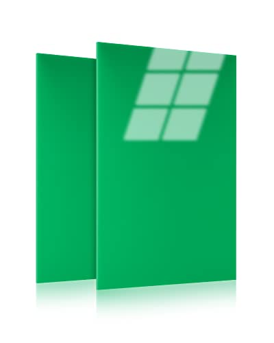Комплект от 2 Лъскавите листа на лят акрил оцветена в зелен цвят - идеален за лазерно рязане, художествени проекти, Постери и дисплеи