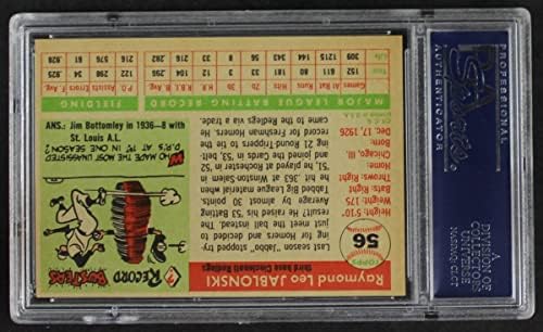 1955 Topps 56 xDOT Рей Яблонски Синсинати Редс (Бейзболна картичка) (Без синя точка над буквата n) PSA PSA 7,00 Червени