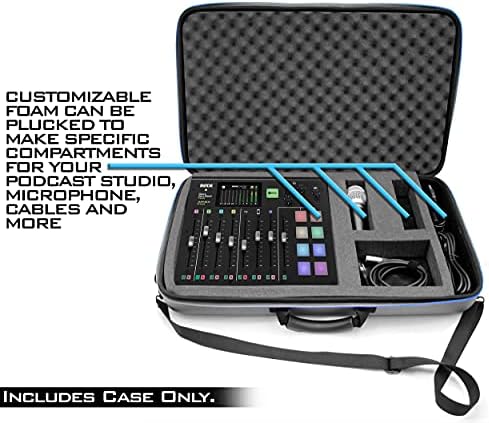 Чанта за студиен миксер CASEMATIX е Съвместим с Rode RODECaster Pro Podcast Production Studio, микрофон за подкаст и аксесоари – ремък