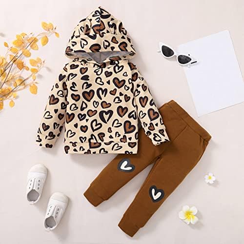 KAGAYD/ Комплект дрехи за малките момичета За деца, комплект блузи с качулка и дълги ръкави в стил мозайка с хубав дизайн за малки момичета (A, 3-4 г.)
