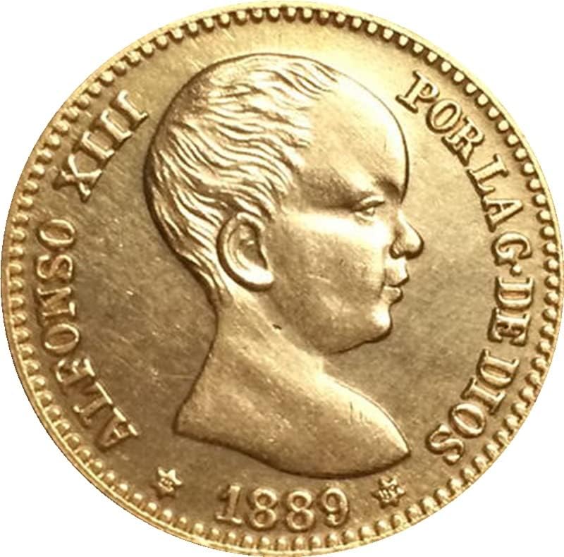 1889 Испански Монети, Позлатени Медни Антични Монети Събиране На Монети Занаяти Могат Да Взривят