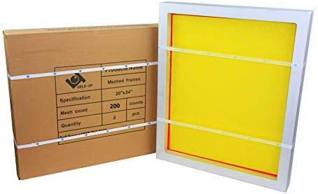 Предварително опъната алуминиеви рамки, ситопечат с размери 20 x 24 с 200 Жълти мрежи (2 опаковки екрани)