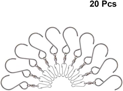 VORCOOL Удобен 20pcs S-Образни Въртяща се Кука Windbell Кука Закачалка за Цветя Кошници за Дома Сребърна Кука