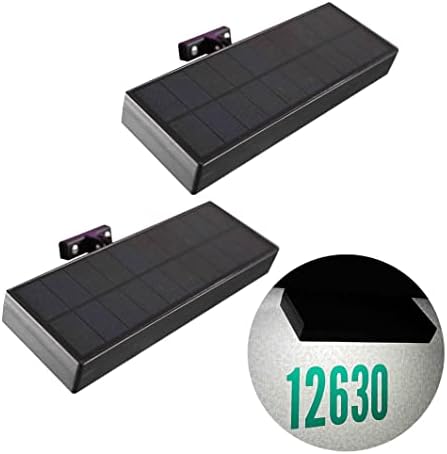 Соларни лампи на открито за номера на жилища - 2 опаковки Черни Регулируеми Външни соларни осветителни тела за стикери, с адрес - Стенен