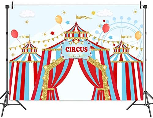 Синьото Небе Червено Бяло Цирк на Тема Снимки Декори Карнавальная Въртележката е Голяма Топ Палатка Първи 1-та Снимка Фон Детски Душ Детски Рожден Ден Аксесоари За
