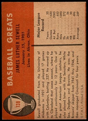 1961 Fleur 138 Люк Сьюэлл Кливланд Индианс (Бейзболна картичка) EX индианците
