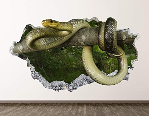 Западна Планинска Змия Стикер Арт Декор на 3D Разби Детска Гърмяща Змия Стикер Рисувани Стенни Домашен Подарък BL25 (70 W 40H)