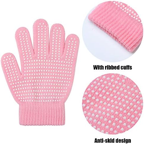 Cooraby, 9 Чифта Детски Противоскользящих Магически Ръкавици, Зимни Топли Еластични Възли Ръкавици за Момчета или Момичета