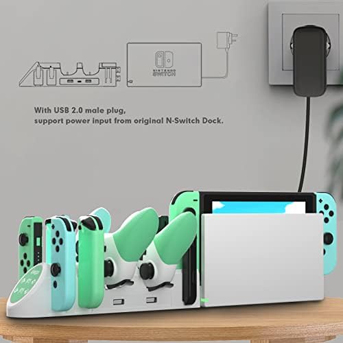 Зарядно устройство ще захранване на зарядно устройство ECHZOVE за контролери на Nintendo Switch, Поставка за зарядното устройство за