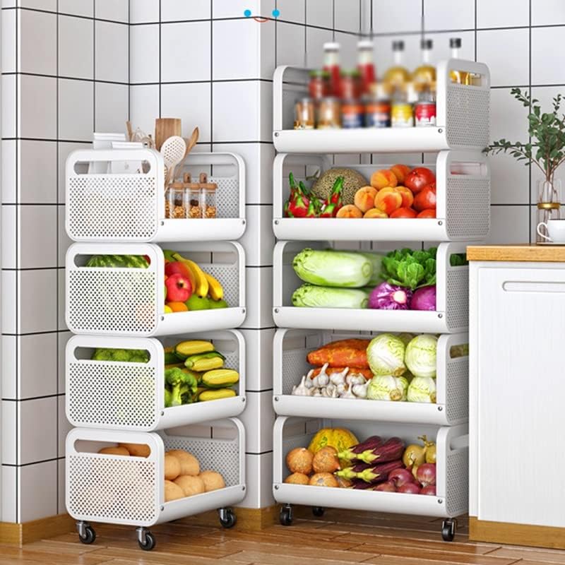 GRETD Кухненски стойка за съхранение на подправки 3/4-нива Подова стойка за прибори за Баня, Мултифункционална количка (Цвят: D, размери: