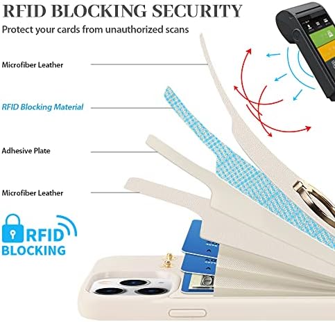 Чанта-портфейл LAMEEKU, Съвместим с iPhone 14 Pro Max, [RFID Заключване] Калъф с картодържателя, Кожен калъф, Въртящо се на 360 ° Пръстен, Поставка за крака, Защитна Броня, Предназна