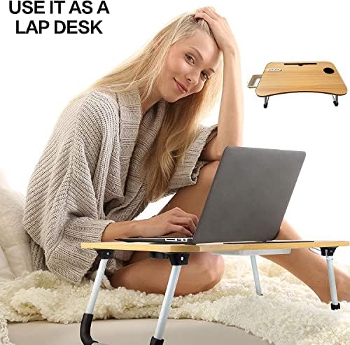 Маса за лаптоп-Сгъваем малка странична масичка - Голяма Преносим Сгъваема поставка за лаптоп Компютърен малка странична масичка за писане, четене, закуска XXL lapdesk н?