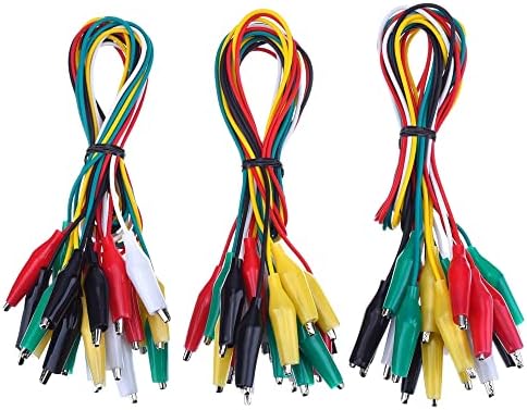 eBoot 30 Бр. Тестови кабели с клипове тип Крокодил Комплект Изолиран Тестов кабел С Двустранна скоби, 19,7 инча (30 бр.)