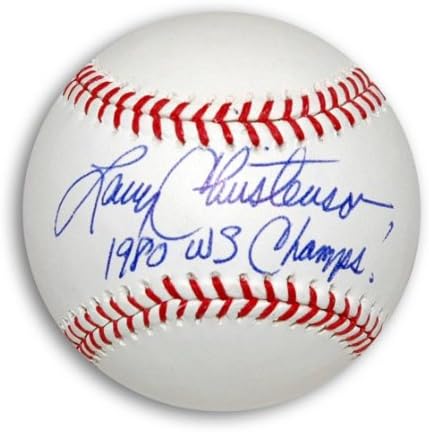Бейзболен клуб MLB Лари Кристенсен с надпис 83, 93 шампион на ХОЛАНДИЯ С автограф - Бейзболни топки с автографи