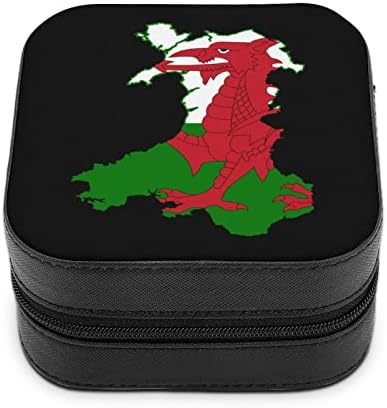 Флаг Карта Уелс Кутии за Бижута, Изкуствена Кожа Портативен Дисплей Кутия За Съхранение на Притежателя Мини Торбичка за Подарък Жени