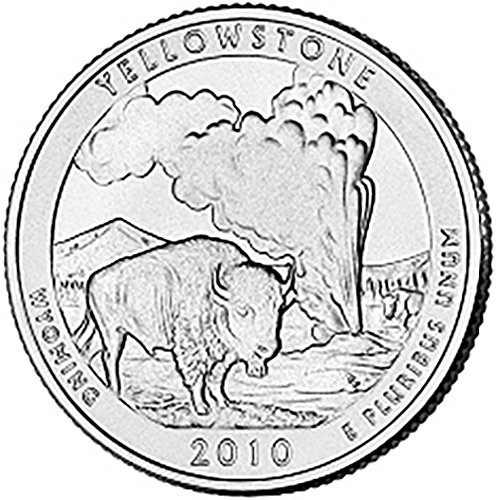 Сребърен пруф 2010 година Национален парк Йелоустоун Уайоминг NP Quarter Choice Необращенный монетен двор на САЩ