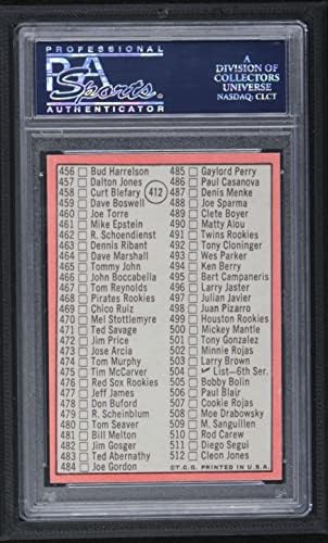 1969 Topps 412 списък 5 Мики Мэнтл Ню Йорк Янкис (Бейзболна картичка) PSA PSA 8.00 Янкис