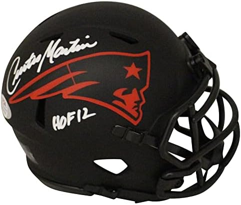 Къртис Мартин Подписа мини-Каска New England Patriots Eclipse HOF PSA 33967 - Мини-Каски NFL с автограф