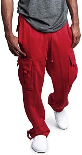 Мъжки Спортни Панталони-Карго от Гъсто Руно, Модерни Спортни Широки Панталони за Джогинг с Джобове