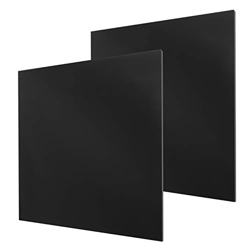 2 БР Акрилни лист с дебелина 1/4 инча, Черен, Непрозрачни Литое Плексиглас, Квадратна Панел размер на 11,8 x 11.8 инча, Пластмасова дъска от Плексиглас, Пластмасово покрит?