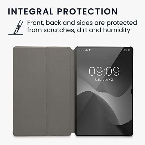 Калъф kwmobile, съвместим с Samsung Galaxy Tab S8 Plus / S7 Plus / S7 FE - Калъф от изкуствена кожа и платно с функция за влакчета - Сив/Черен /Black
